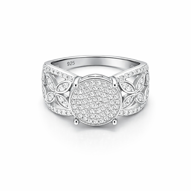 Floral Halo Statement Silver Ring