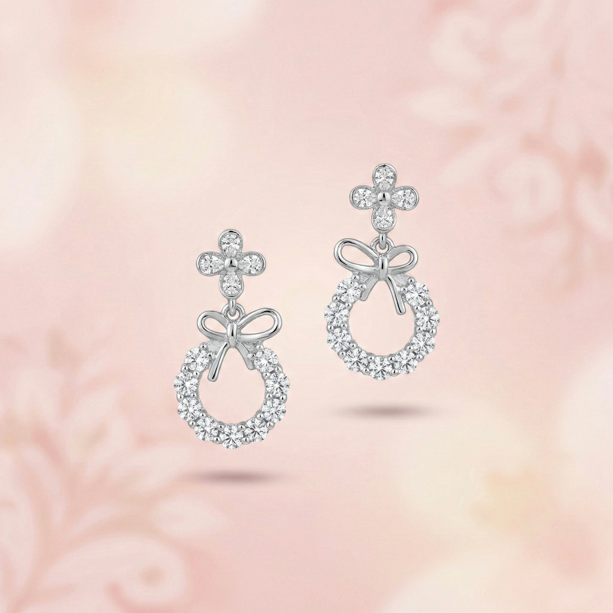 Bow Floral Drop Earrings