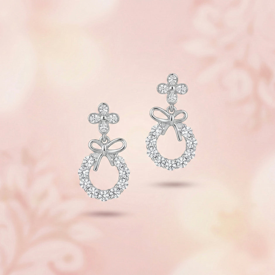 Bow Floral Drop Earrings