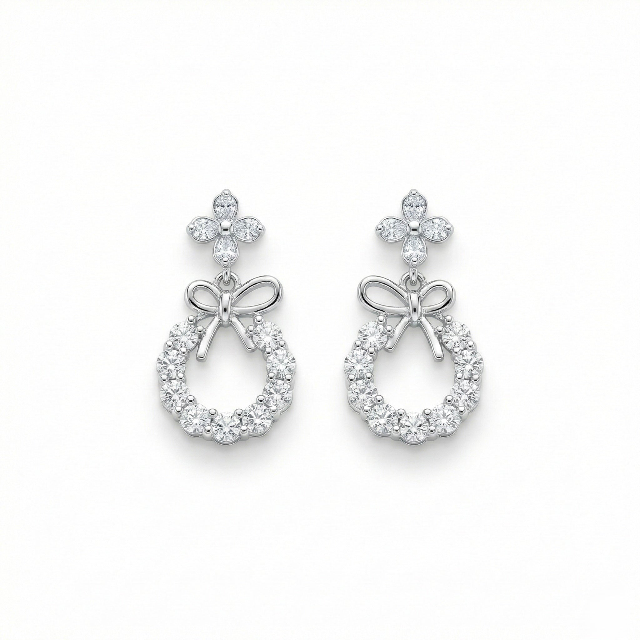Bow Floral Drop Earrings