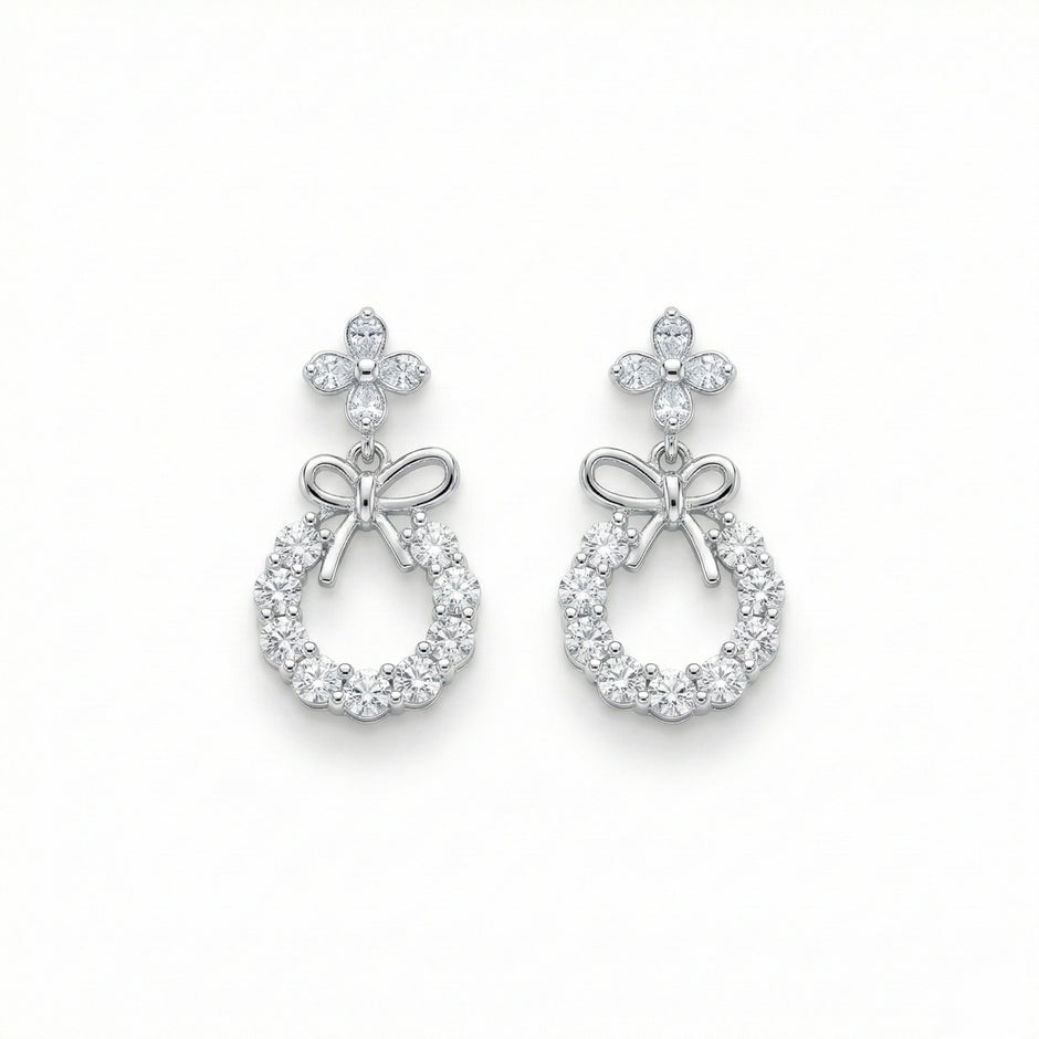 Bow Floral Drop Earrings