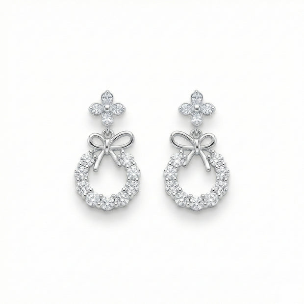 Bow Floral Drop Earrings