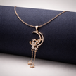 Rose Gold Celestial Crescent Moon Drop Pendant Necklace