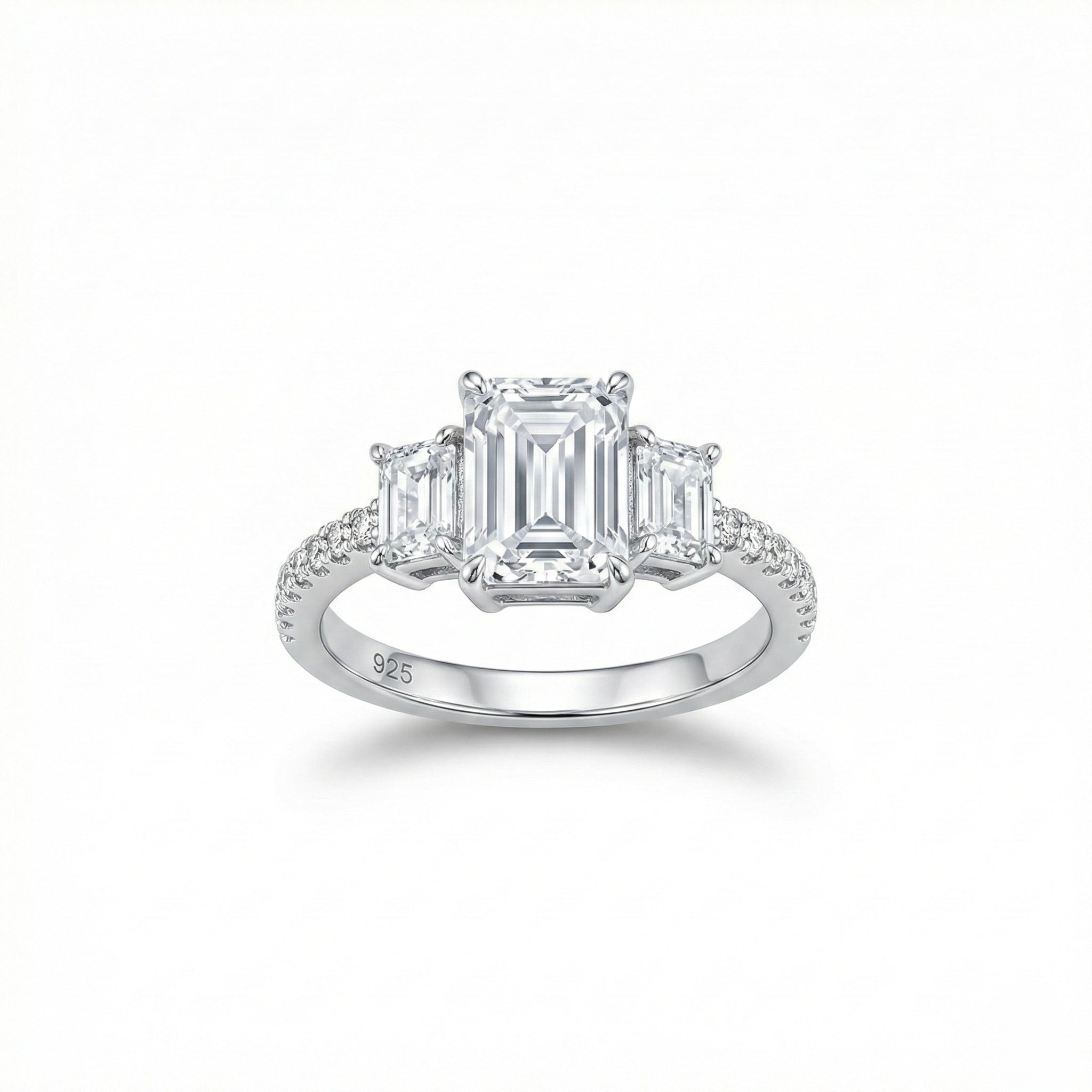 Adjustable Emerald Cut Three-Stone Ring