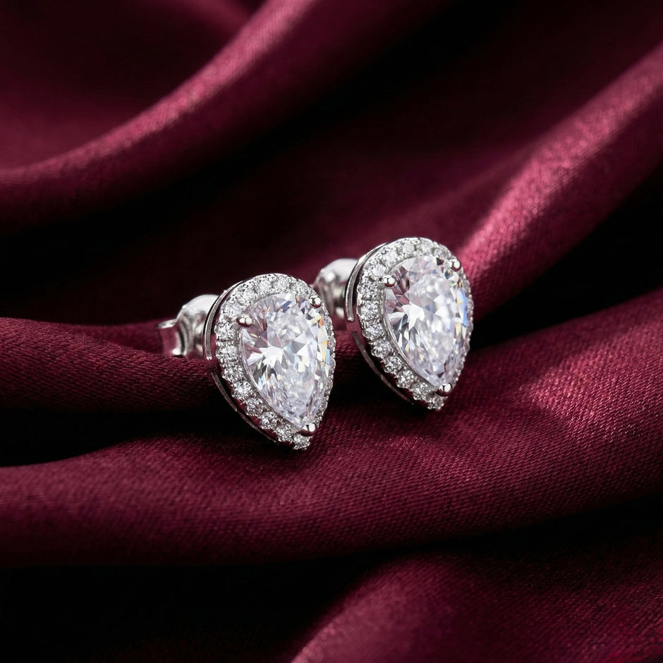 Classic Pear Cut Diamond Stud Earrings