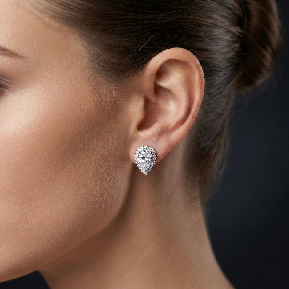 Classic Pear Cut Diamond Stud Earrings