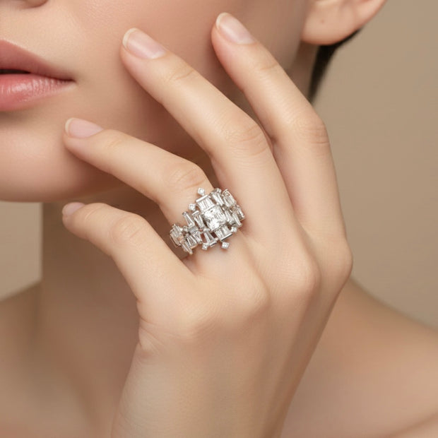 Geometric Baguette Cluster Statement Ring