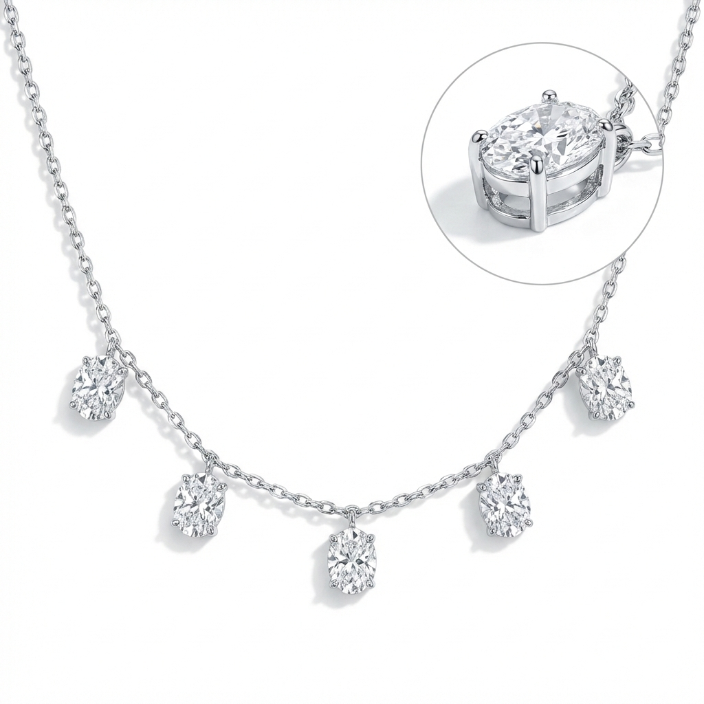 Multi Drop Stone Pendant Necklace