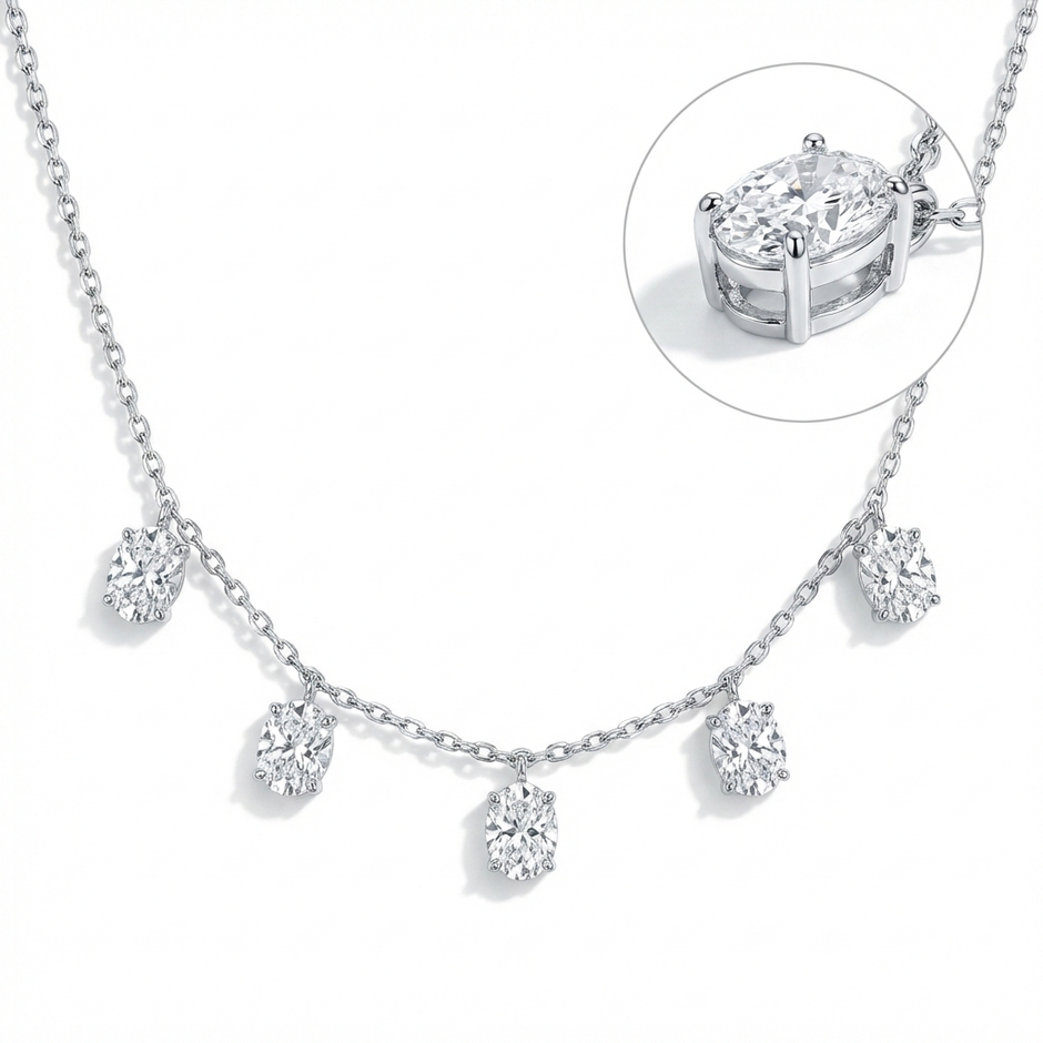 Multi Drop Stone Pendant Necklace
