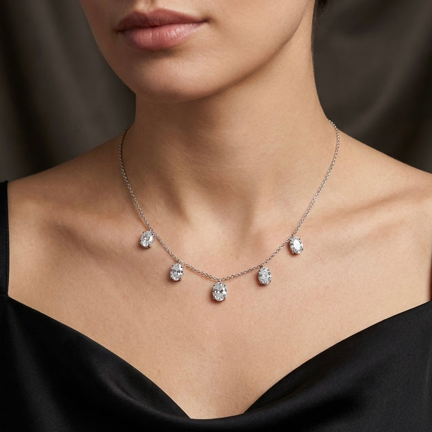 Multi Drop Stone Pendant Necklace