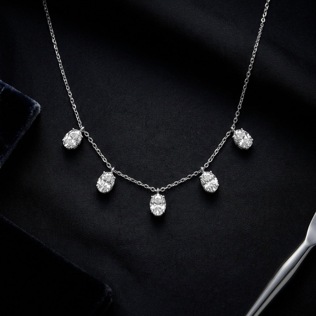 Multi Drop Stone Pendant Necklace