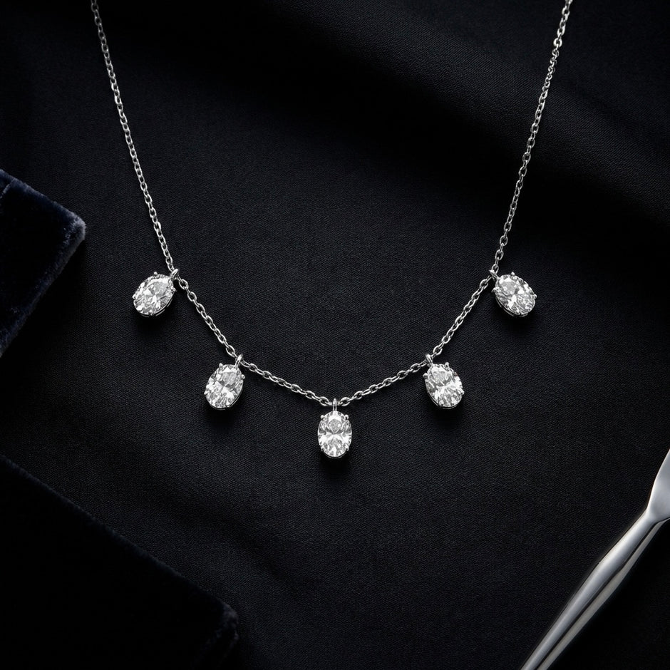 Multi Drop Stone Pendant Necklace