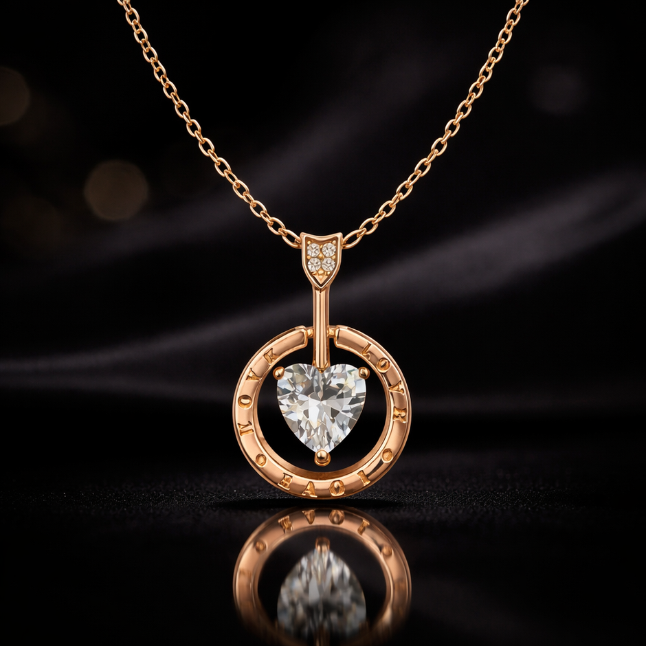 Rose Gold Heart Drop Pendant Necklace