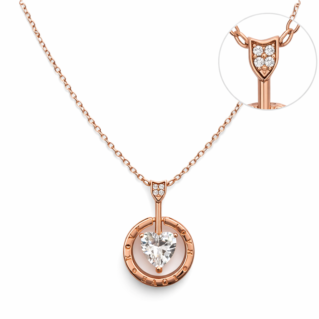 Rose Gold Heart Drop Pendant Necklace