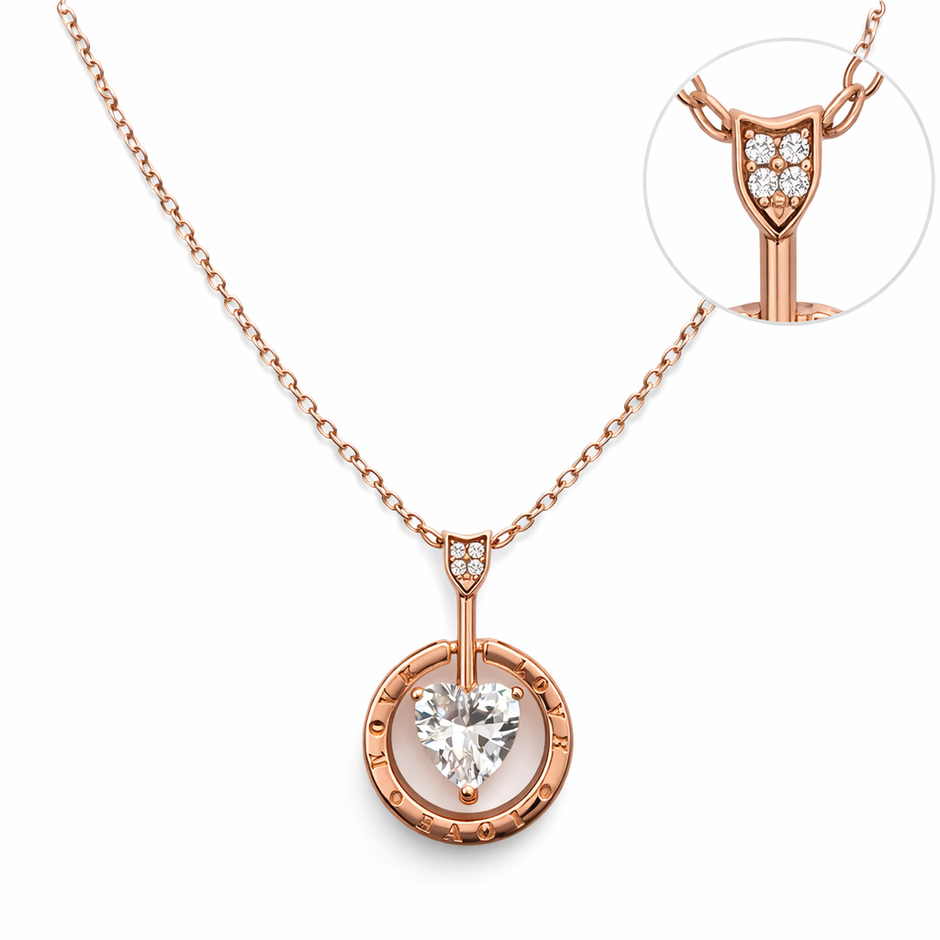 Rose Gold Heart Drop Pendant Necklace