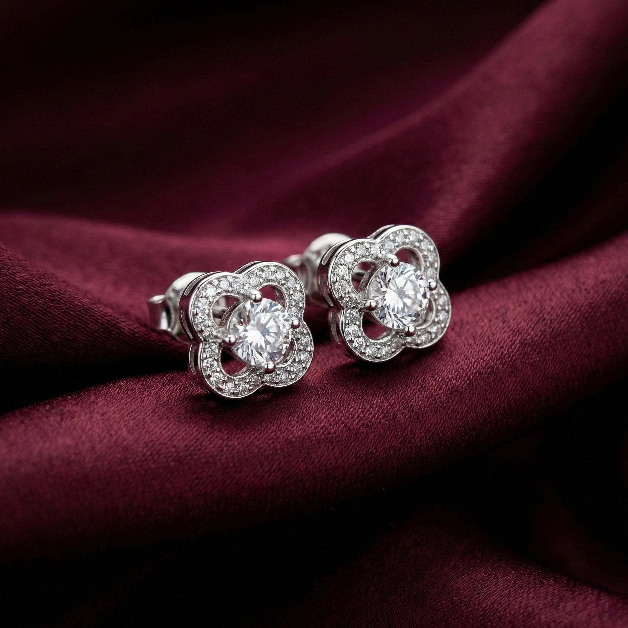 Floral Diamond Stud Earrings