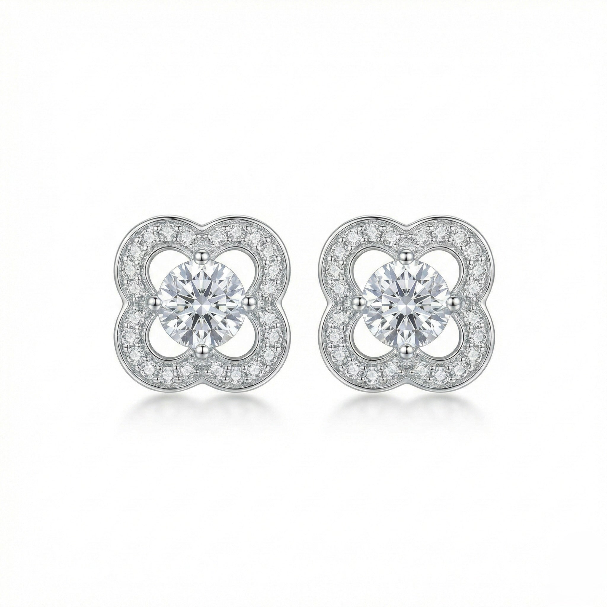 Floral Diamond Stud Earrings