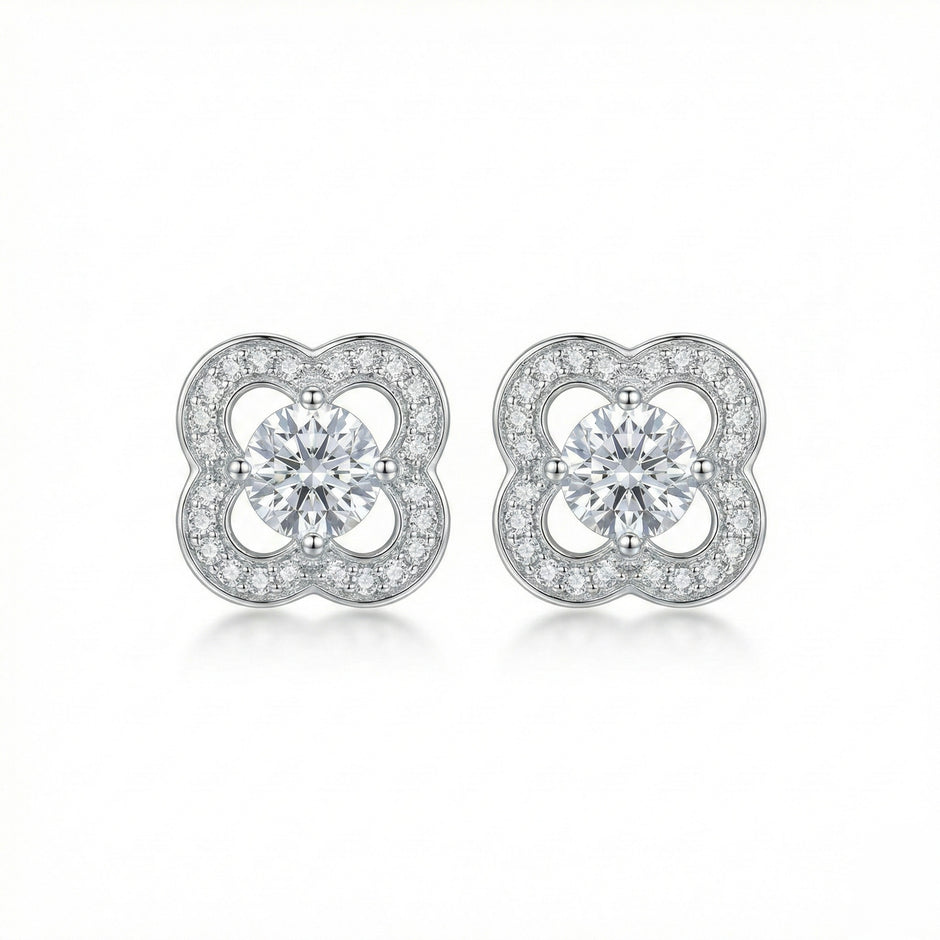 Floral Diamond Stud Earrings