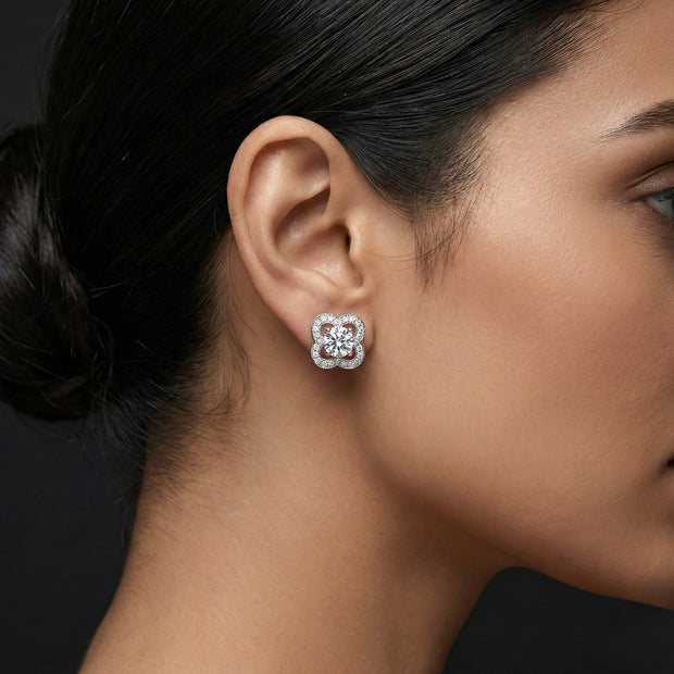 Floral Solitaire Stud Earrings
