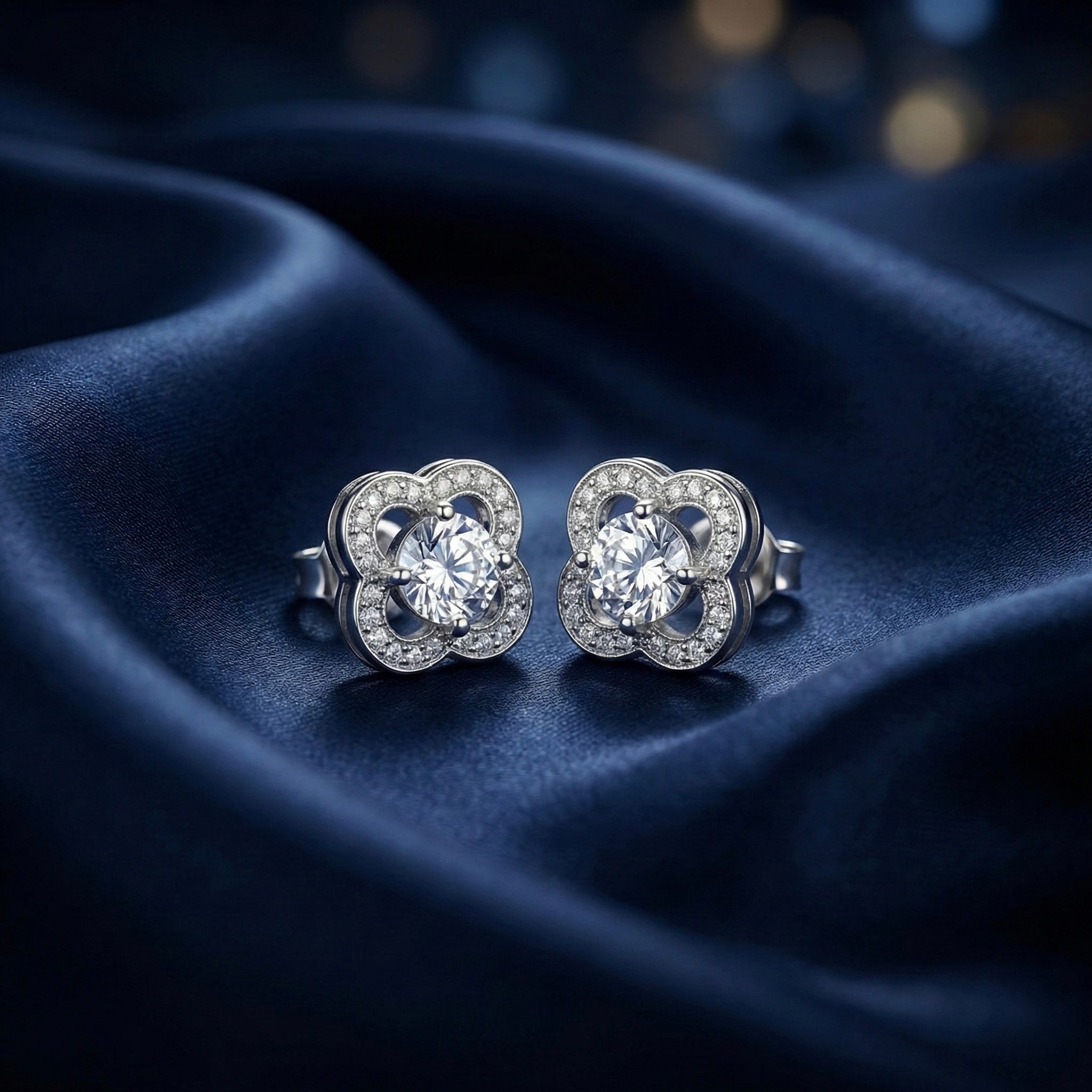 Floral Diamond Stud Earrings