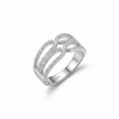 Intertwined Pavé Multi Row Silver Ring