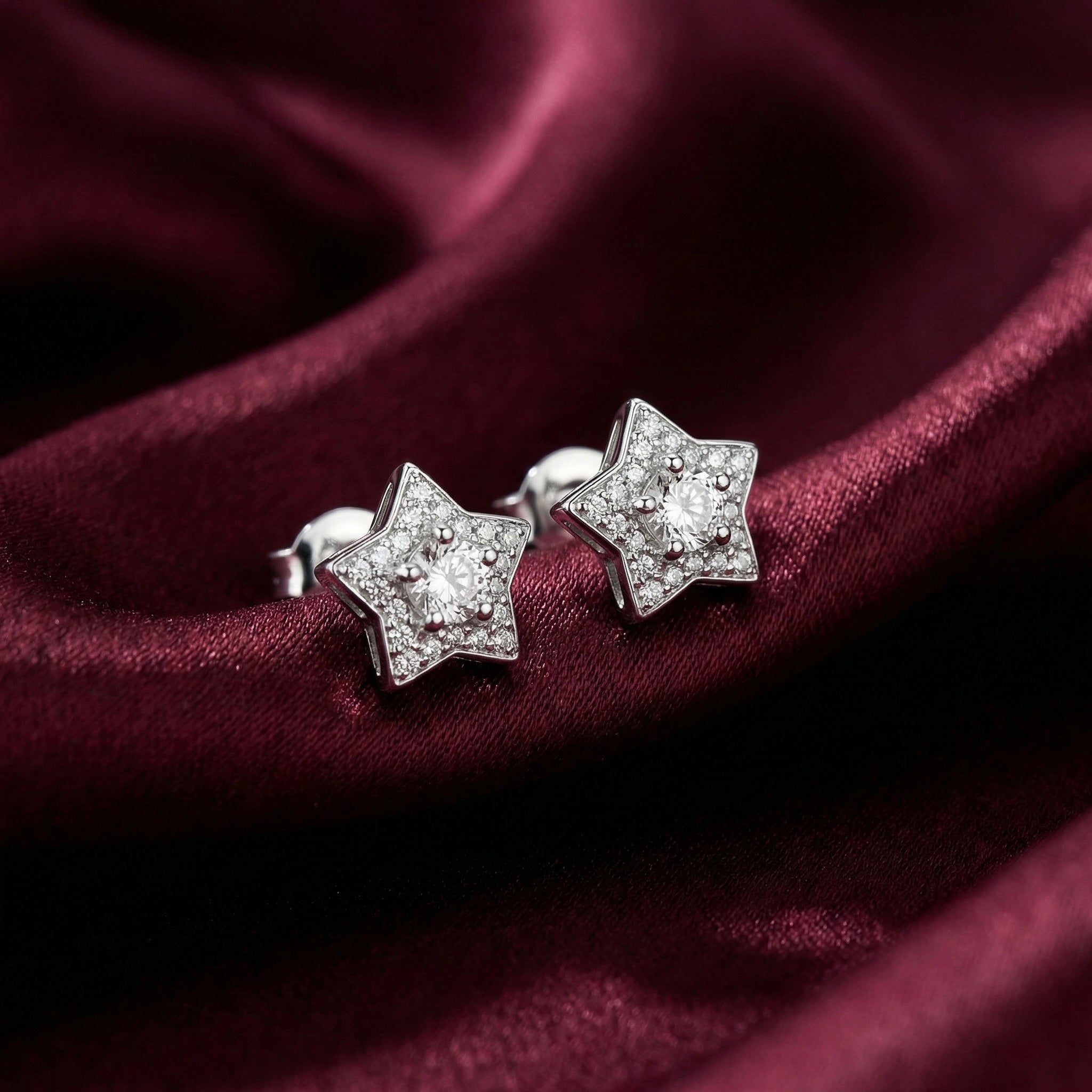 Star Solitaire Stud Earrings