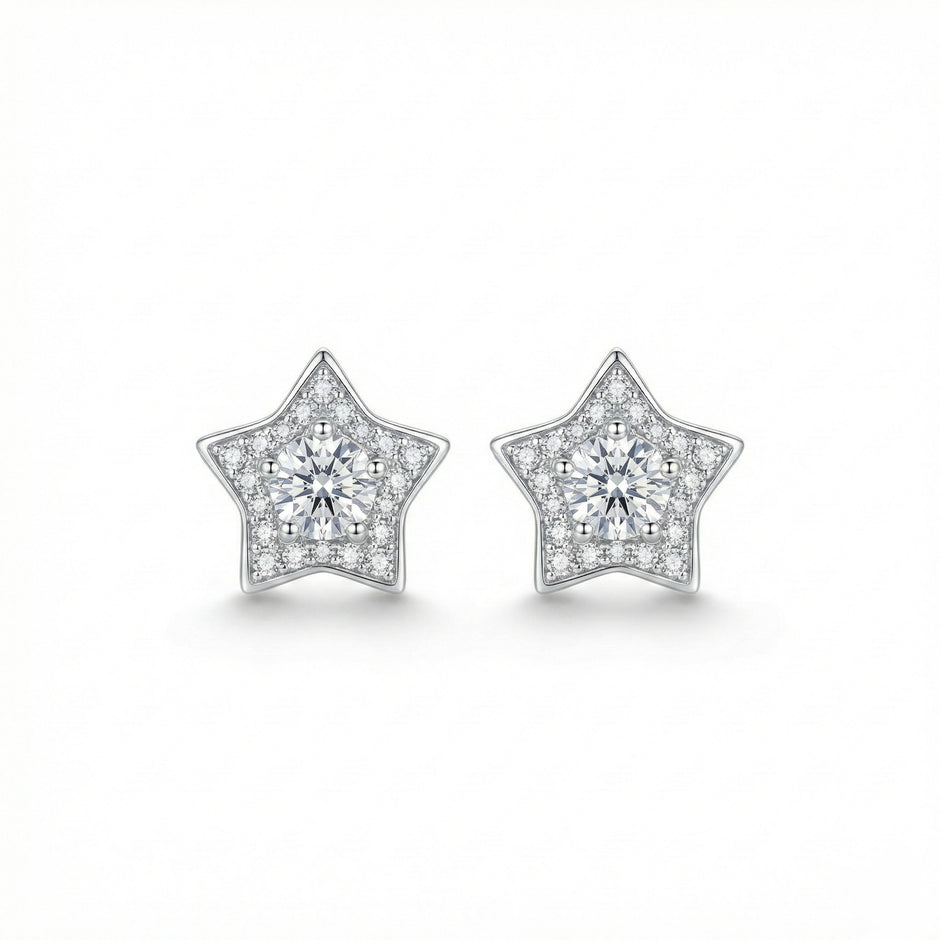 Star Solitaire Stud Earrings
