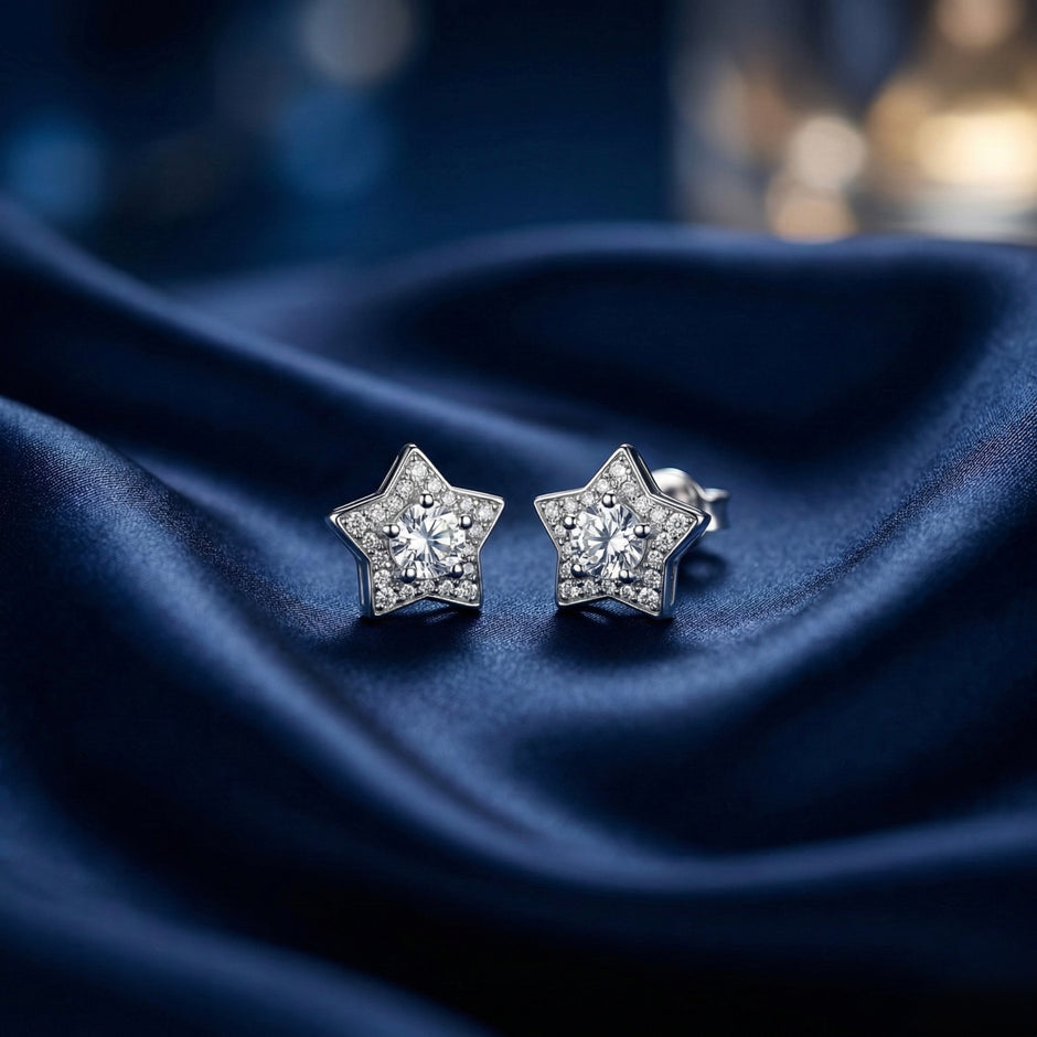 Star Solitaire Stud Earrings