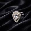 Pear Halo Double Frame Silver Ring