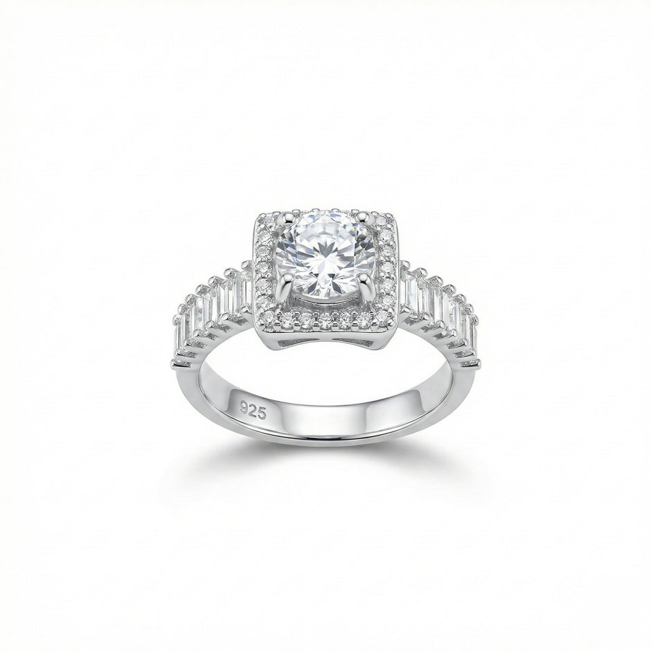 Luxury Adjustable Halo Round Cut Ring