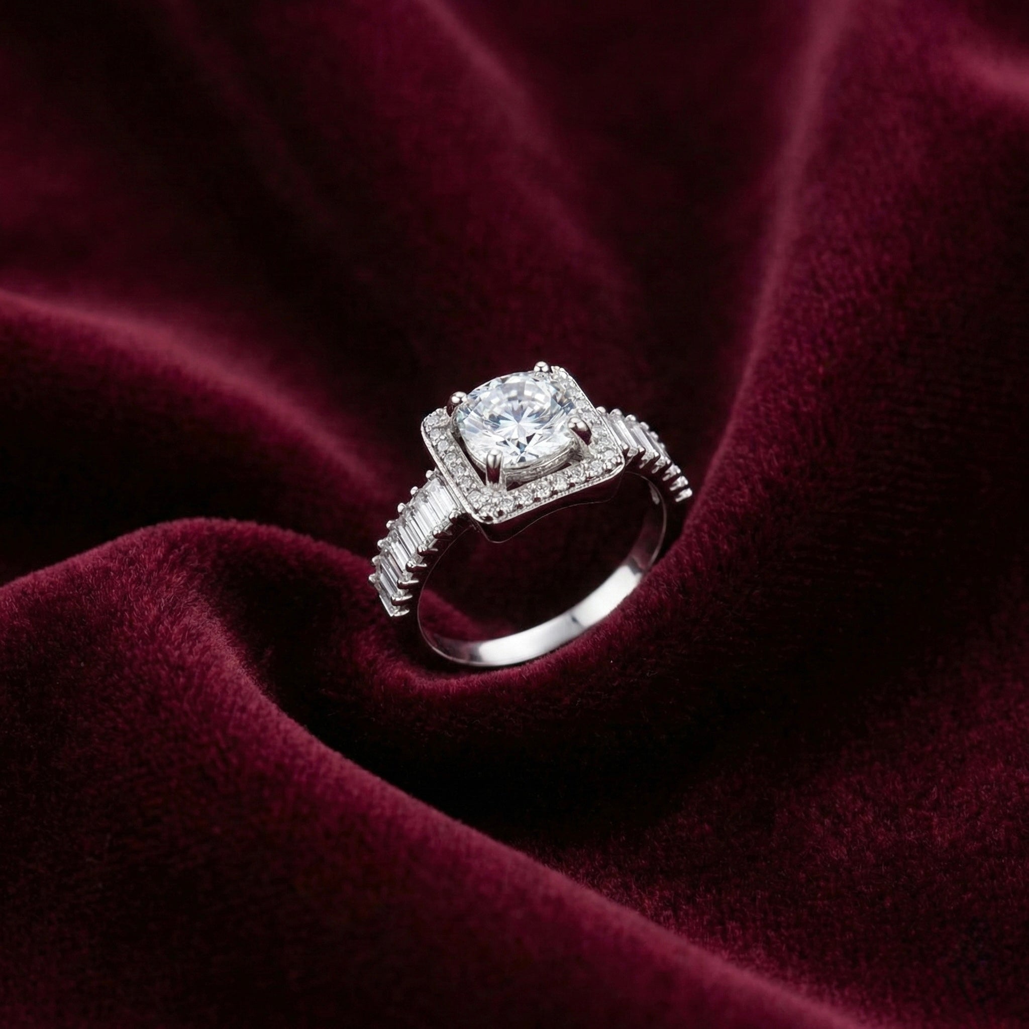 Luxury Adjustable Halo Round Cut Ring