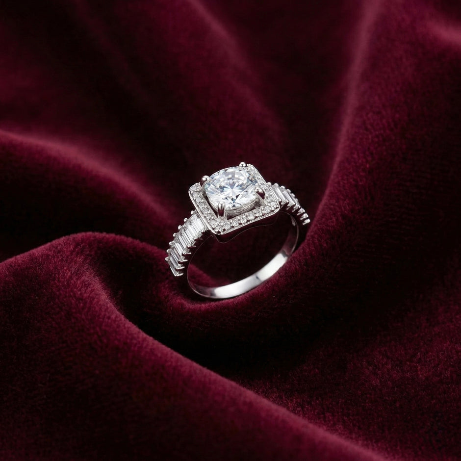 Luxury Adjustable Halo Round Cut Ring