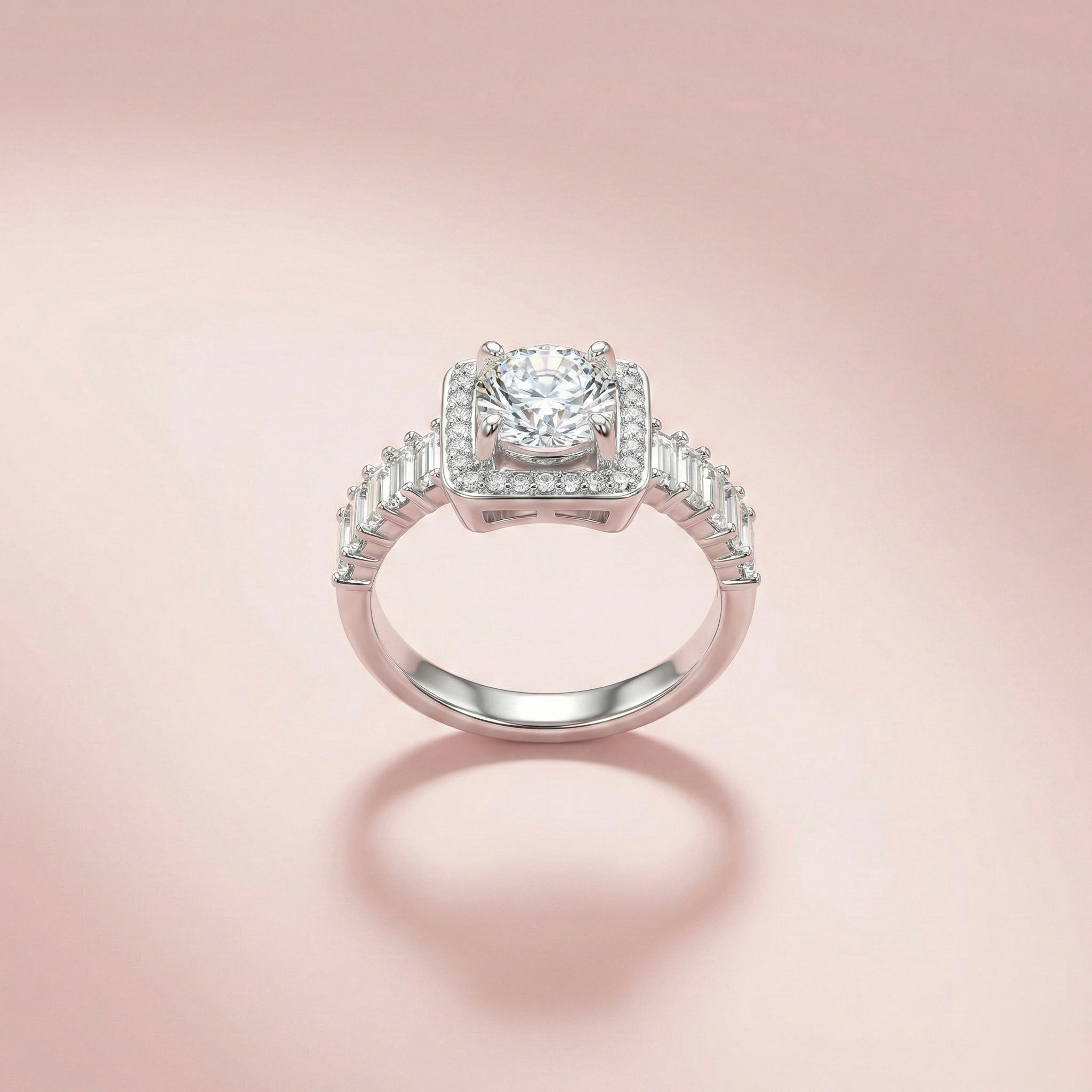 Luxury Adjustable Halo Round Cut Ring
