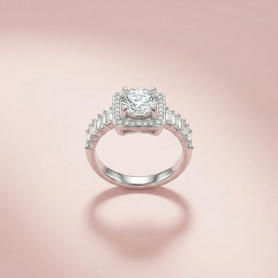 Luxury Adjustable Halo Round Cut Ring