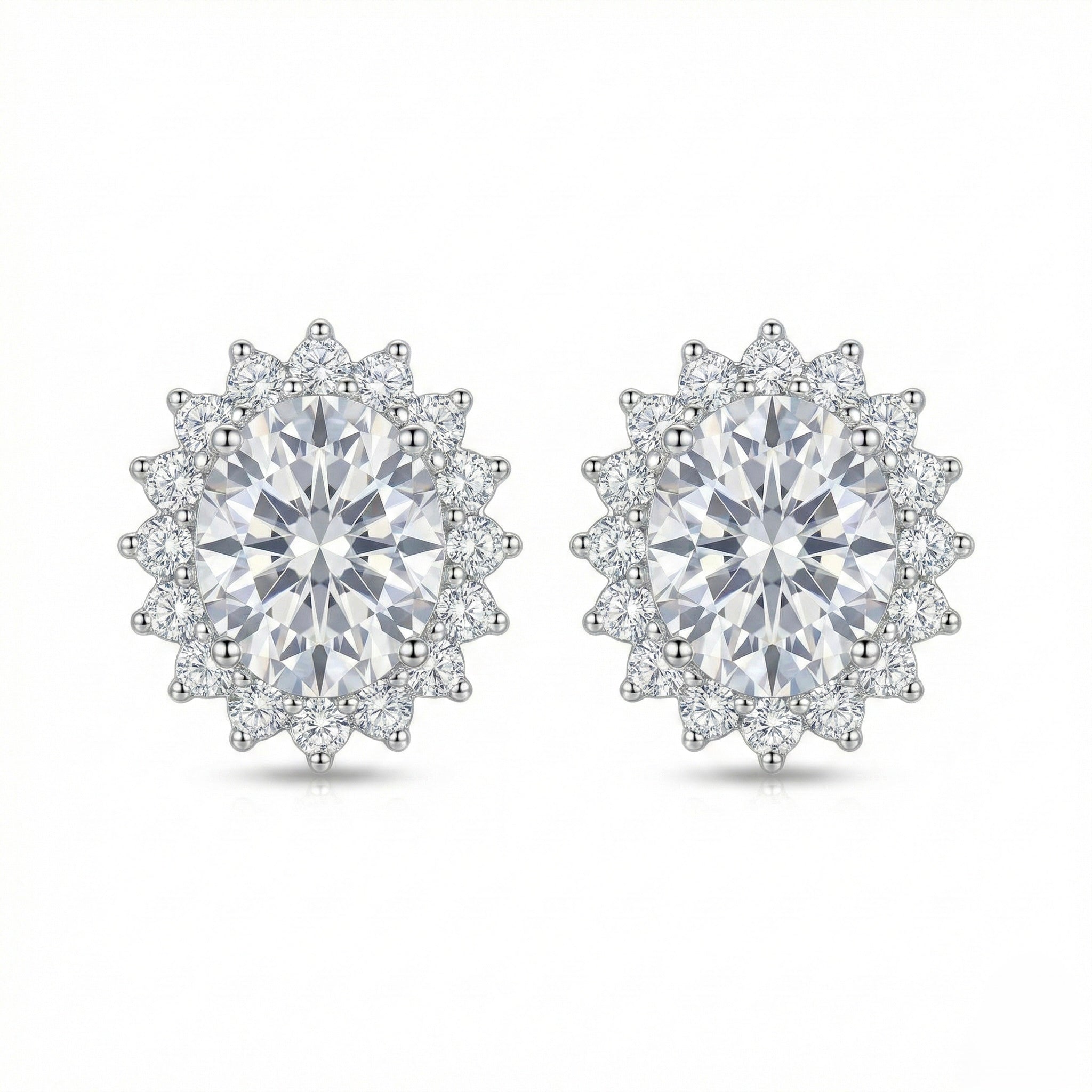 Oval Halo Solitaire Stud Earrings