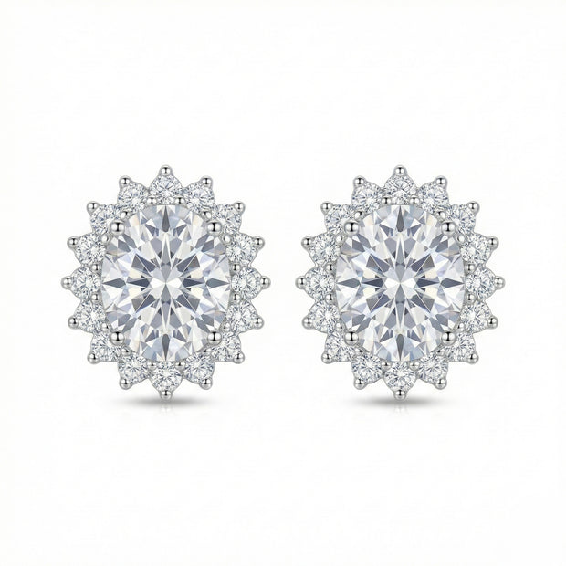 Oval Halo Solitaire Stud Earrings