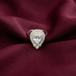Pear Halo Double Frame Silver Ring