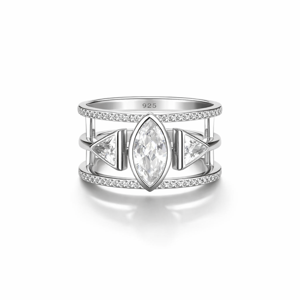 Marquise Center Geometric Cage Ring