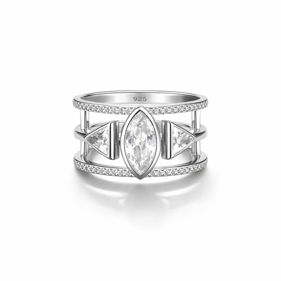 Marquise Center Geometric Cage Ring