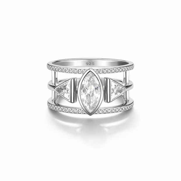 Marquise Center Geometric Cage Ring