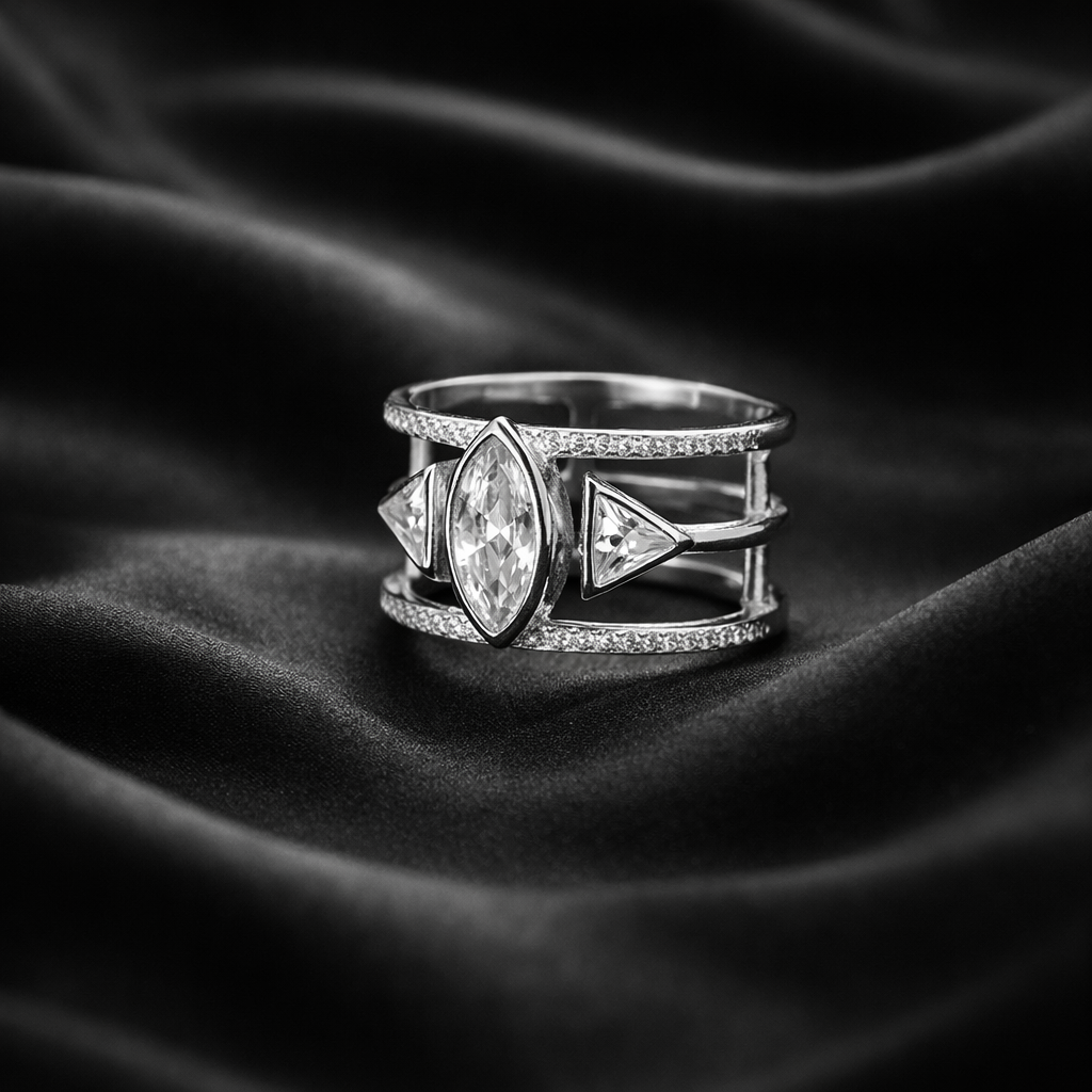 Marquise Center Geometric Cage Ring