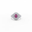 Luxury Oval Ruby Color Pavé Silver Ring