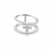 Pavé Cross Double Band Sterling Ring