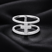 Pavé Cross Double Band Sterling Ring