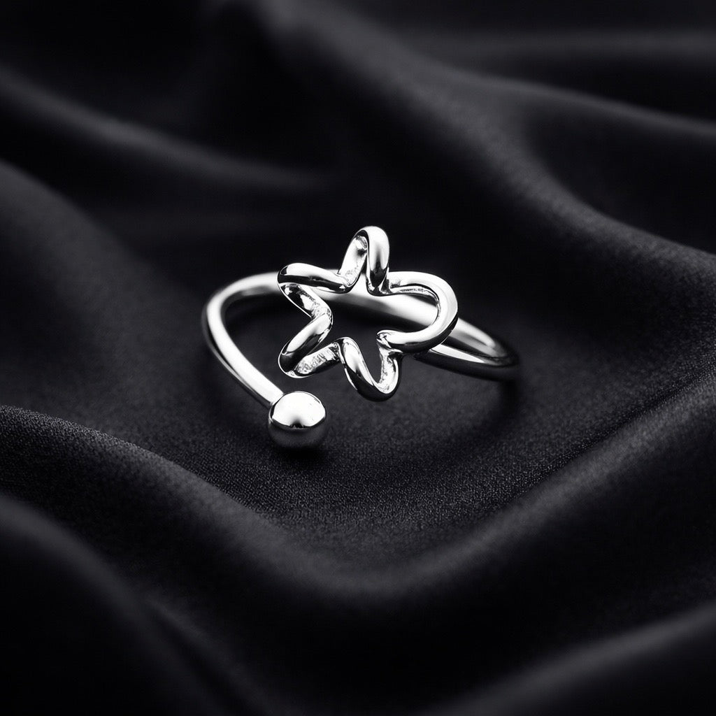 Adjustable Star Open Ring in 925 Sterling Silver