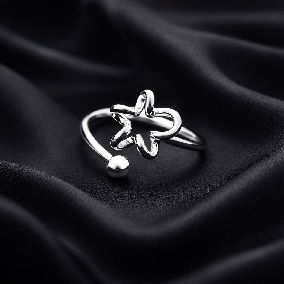 Adjustable Star Open Ring in 925 Sterling Silver