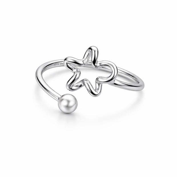 Adjustable Star Open Ring in 925 Sterling Silver