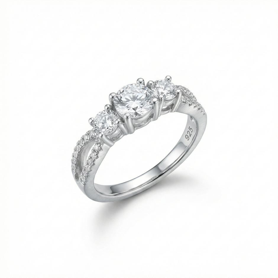 Three Stone Adjustable Ring