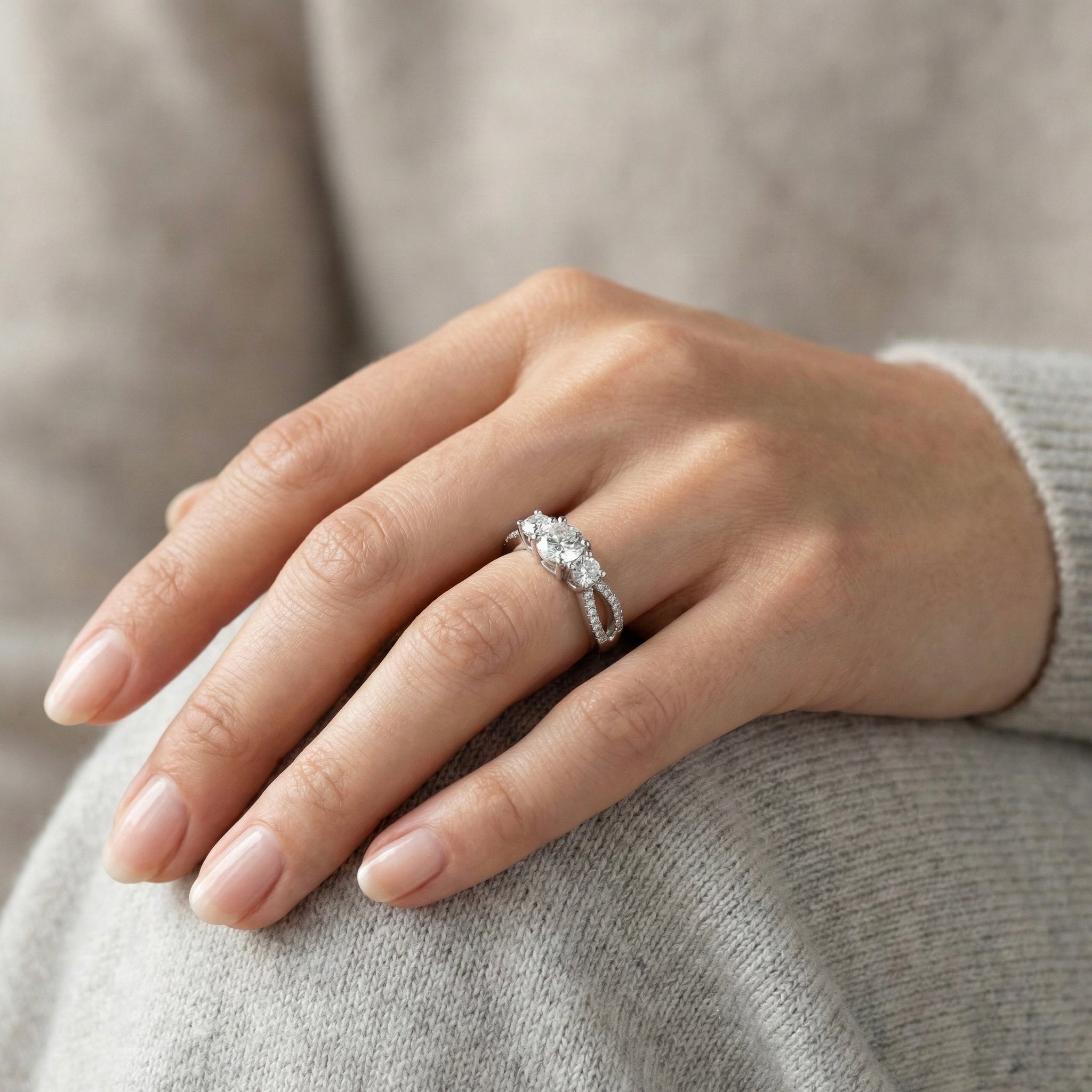 Three Stone Adjustable Ring