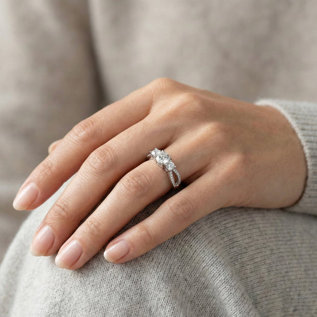 Three Stone Adjustable Ring